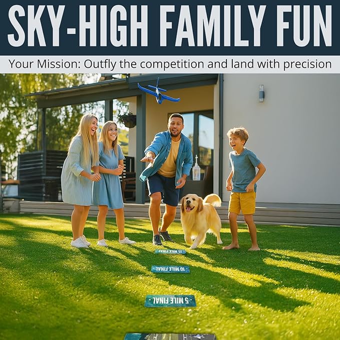 Carrier Landing Pursuit - Indoor Outdoor Toys Toss Game with Foam Gliders, Aircraft Carrier Landing Challenge, Draw For ATC Clearance - Throw Airplane Glider - Hit Your Mark To Win The Game