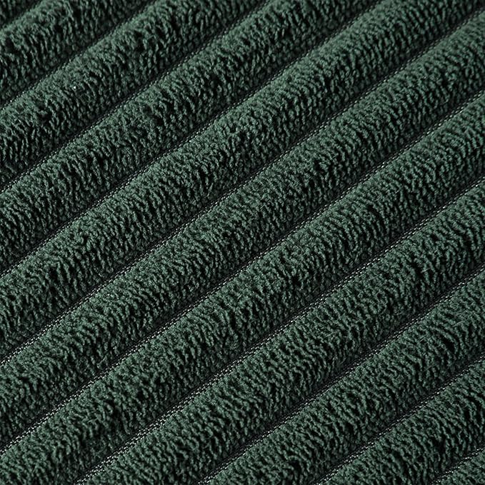 Fancy Homi Pack of 2 Dark Green Decorative Throw Pillow Covers 26x16 Inch with Pom-poms for Couch Bed Living Room, Soft Corduroy Solid Square Cushion Case 66x66 cm, Farmhouse Boho Home Decor