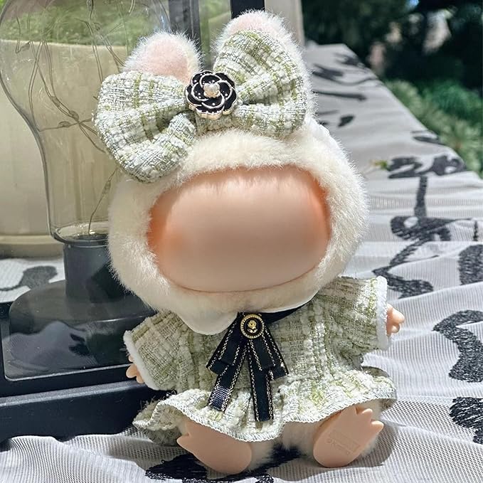 Clothes Fit for 17CM Doll, Fashion Doll Clothes Outfit Set Cute Theme Designer Toys Dress Accessories for Collector Fans Display (Green Tweed Jacket)