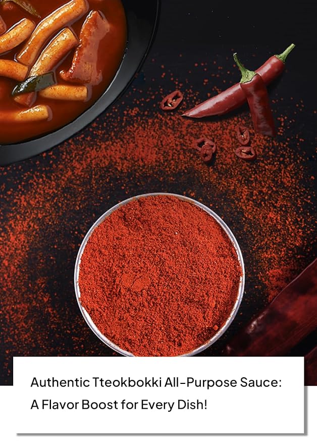 Korean Food Tteokbokki Seasoning Powder, Spicy & Sweet, Sauce, 7 Pack | Individually packed seasoning mix for preparing Korean-style spicy and sweet rice cake dishes