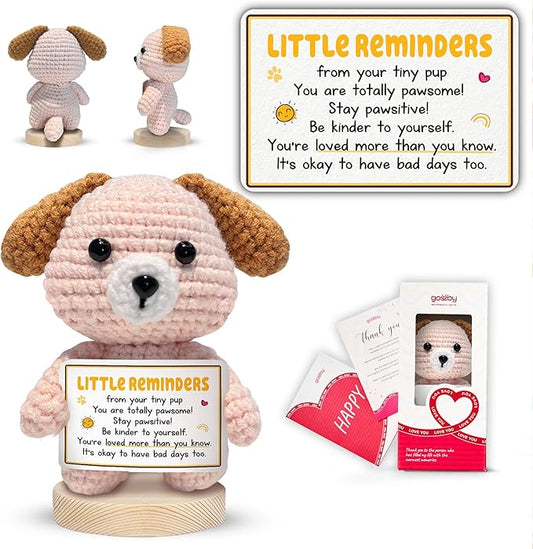 Gossby Inspirational Gift for Women, Men - Positive Dog Crochet - Little Reminders from Tiny PUP - Christmas, Birthday, Emotional Support, Positive Dog Lover Gift for Friend, Coworker, Teacher, Mom