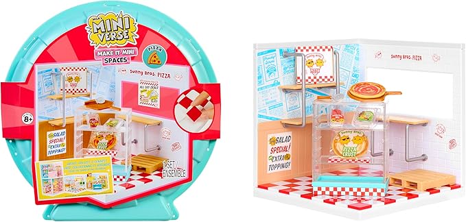 MGA's Miniverse Make It Mini Spaces Pizza Shop, Building Set, Customize, DIY Crafts, Rooms, Hobby, Collectors, Display, Gifts, 8+