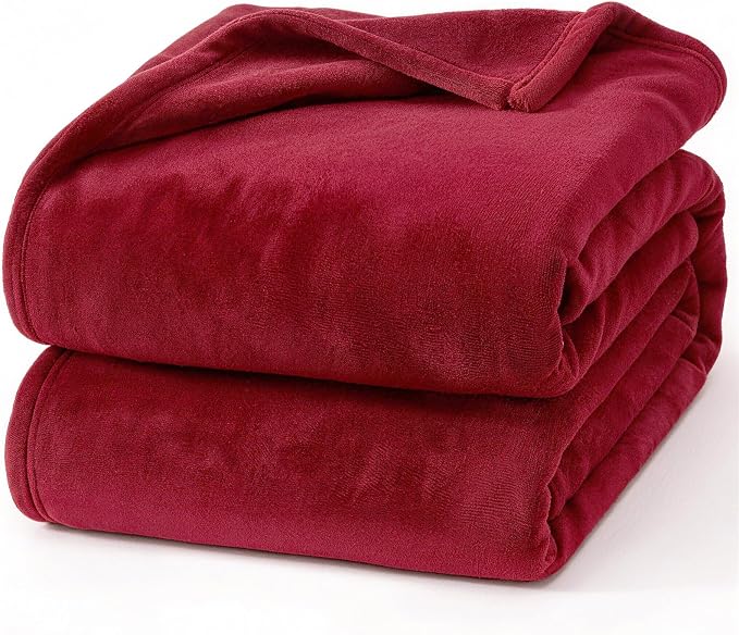 Hansleep King Red Fleece Blanket, Soft Flannel Bed Blanket | Fuzzy Cozy Blanket 90x108 Inches, Multi-use for Bed, Sofa, Couch, Travel, Camping, All Season Warm Lightweight Cover
