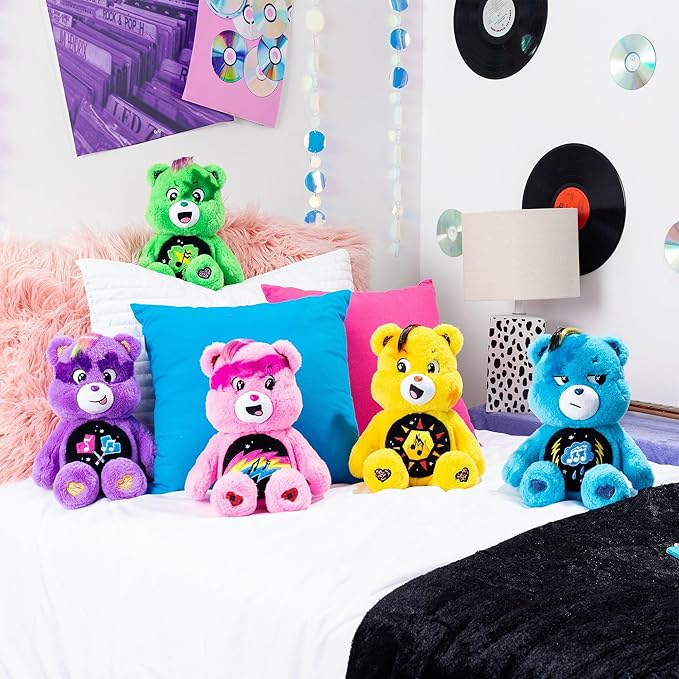 Care Bears - 14" Rock Theme Funshine Bear - Medium Size Plush - Soft, Huggable Plushie, Stuffed Animal for Girls and Boys, Ages 4+