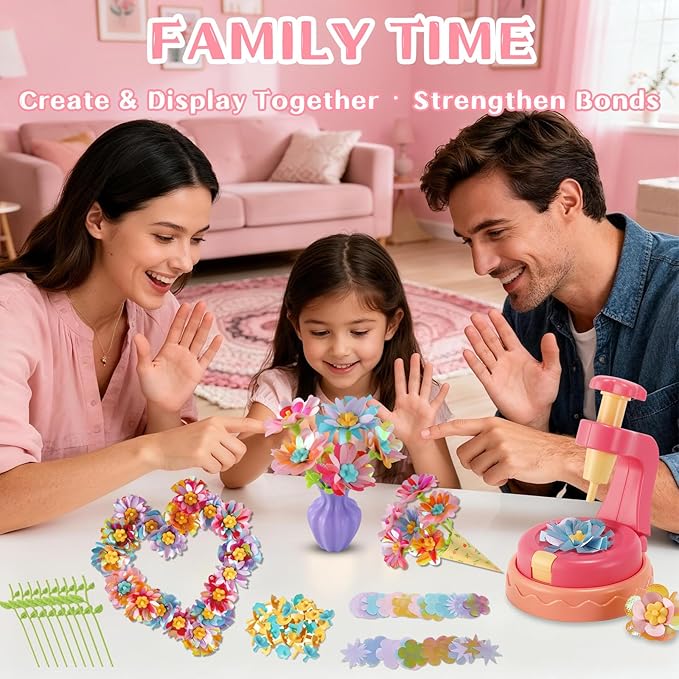 Vigooup Fabric Flower Bouquets Toys, DIY Arts & Crafts Kits for Kids Ages 3-10, Craft Toy Birthday Gifts for Girls 4 5 6 7 8 9 10, DIY Art Kit, Xmas Holiday Ideas, Educational Preschool Toys for Kids