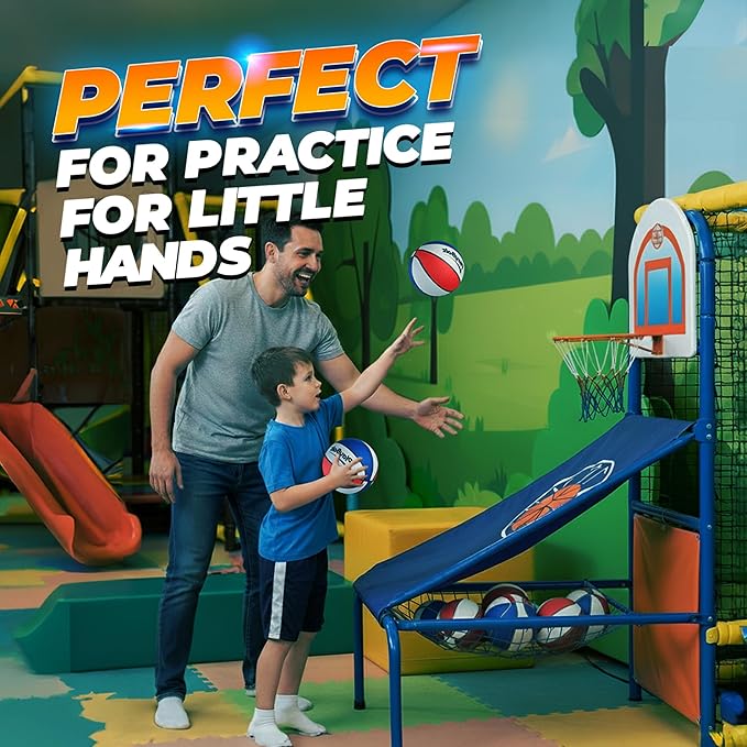 PlayBolt Size 3 Mini Basketballs (3 Pack) - 7-Inch Junior Rubber Basketball Set - Youth Beginner Kids Basketballs for Backyard Pool Parties, Arcade Games, Practice