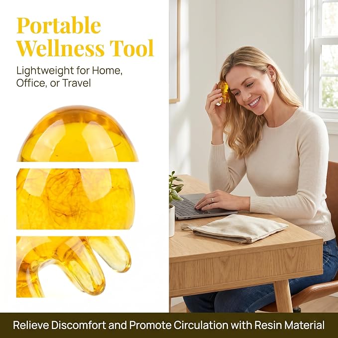NIIIYTYB 2Pcs Head Massage Tools Scalp Massager Scraper for Deep Relaxation Acupressure Massager Japanese Spa Hair Care Tool for Home Office Travel Amber