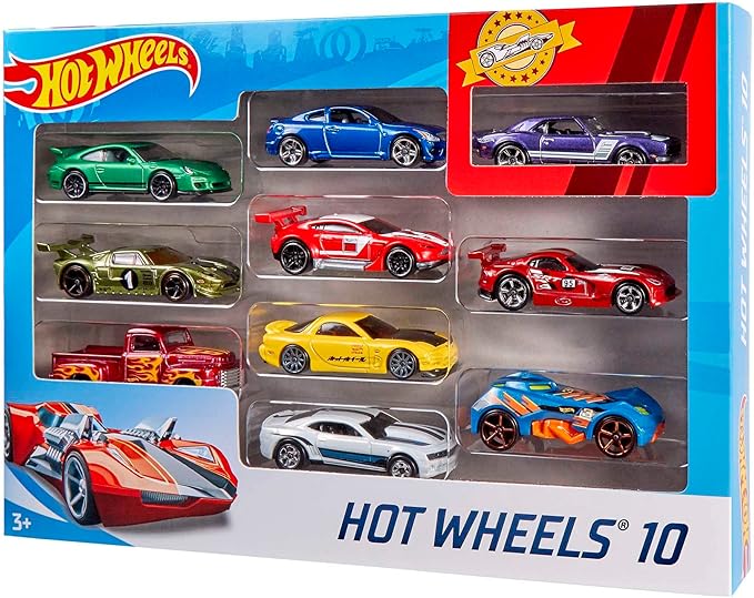 Hot Wheels Set of 10 1:64 Scale Toy Trucks and Cars for Kids and Collectors, Styles May Vary (Amazon Exclusive)