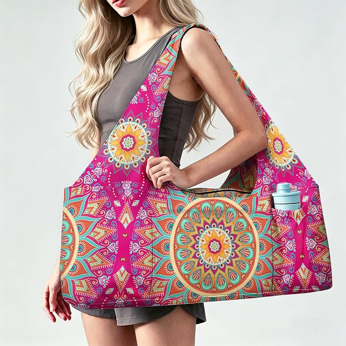 Yoga Mat Bag Large Yoga Bag and Carrier with Strap Zipper and Pockets Fits All Your Stuff Yoga Tote Pilates Bags for Women Fit Most Size Mats