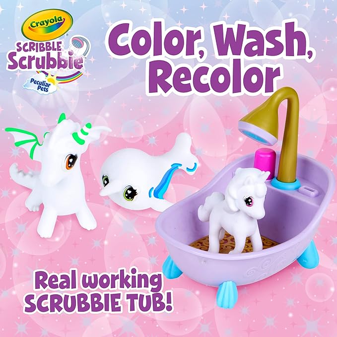 Crayola Scribble Scrubbie Peculiar Pets, Washable Pet Grooming Toy Set for Kids, DIY Toddler Arts & Crafts, Gifts for Girls & Boys, Ages 3+