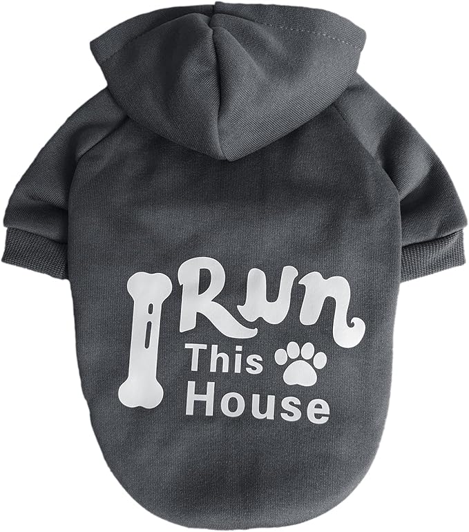 Jecikelon Winter Printed Dog Hoodies Sweatshirts Warm Clothes for Small Dogs Chihuahua Coat Puppy Clothing Cat Custume (Gray, X-Large)