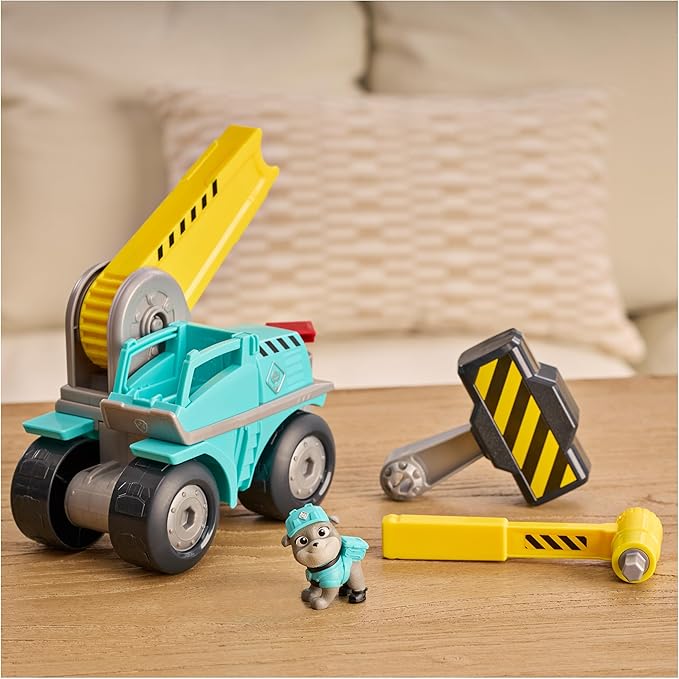 Rubble & Crew Motor Mega Hammer Vehicle, 10-Inch Construction Truck with Motor Action Figure, PAW Patrol Kids Toys for Boys & Girls Ages 3 and Up