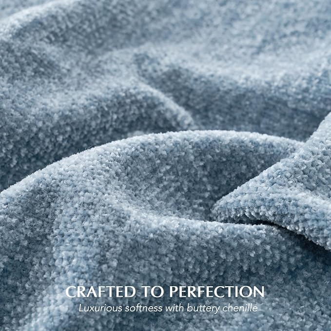 Chenille Knit Throw Blanket for Couch, 50"x60", Cloud Blue | Cozy Plush Fuzzy Knittd Throw with Tassels, Lightweight, Decorative, Farmhouse Decor, Ideal for Bed Sofa Gift, All Seasons