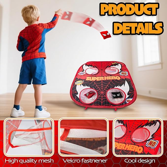 Spider Bean Bag Toss Game for Kids,5-Second Setup Cornhole Game,Spider Toys Gifts for 3 4 5 6 7 8 9 10,Party Outside Activities Carnival Games for Kids,Gift for Boy Girl Birthday or Christmas