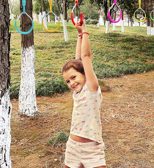Ninja Ring Fitness Gymnastic Ring Climbing Bar Workout Outdoor Backyard Playground Training Equipment Play Set, Jungle Gym Fist Hanging Swing Monkey Bars Ninja Warrior Obstacle Course Trapeze Playsets