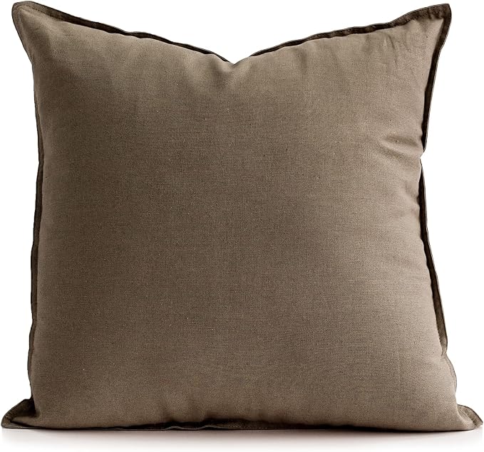 Jeanerlor Solid Cotton Linen Decoration 18"x18" Throw Pillow Cushion Case Special Pillow Cover Delicate Decorative Pillowcase for Couch/Bed/Chair,(45 x 45cm), Khaki
