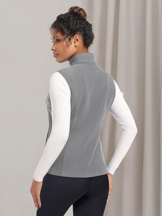 MAGCOMSEN Women's Fleece Vest Outerwear Sleeveless Lightweight Zip Jackets Warm Soft Vests with Zipper Pockets