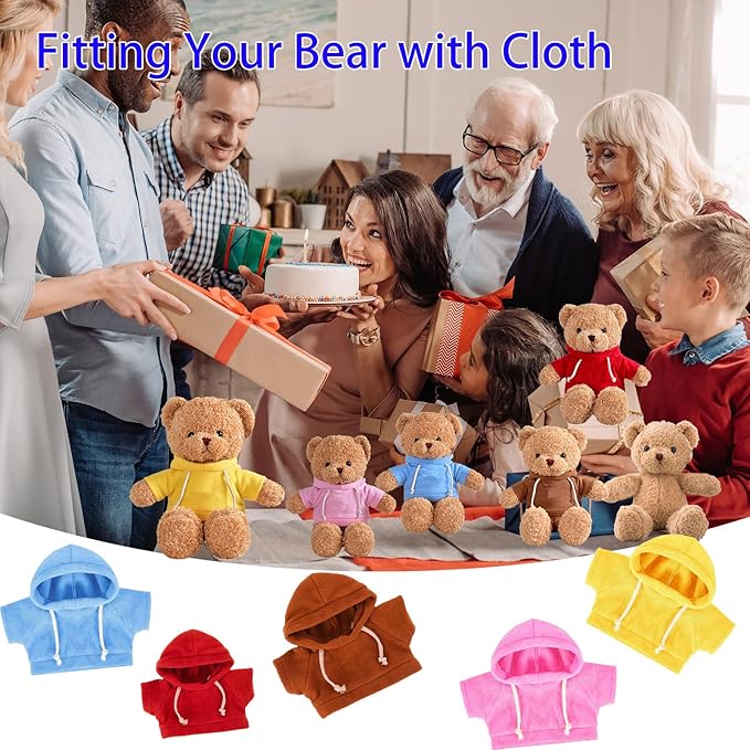 9 Pcs Custom Clothes for Teddy Bears with Name Photo, Personalized Stuffed Animal Clothing Fit 8-16 inch Stuffed Bears Sweater, Personalized Doll Clothes Make Your Own Plush Doll Shirt