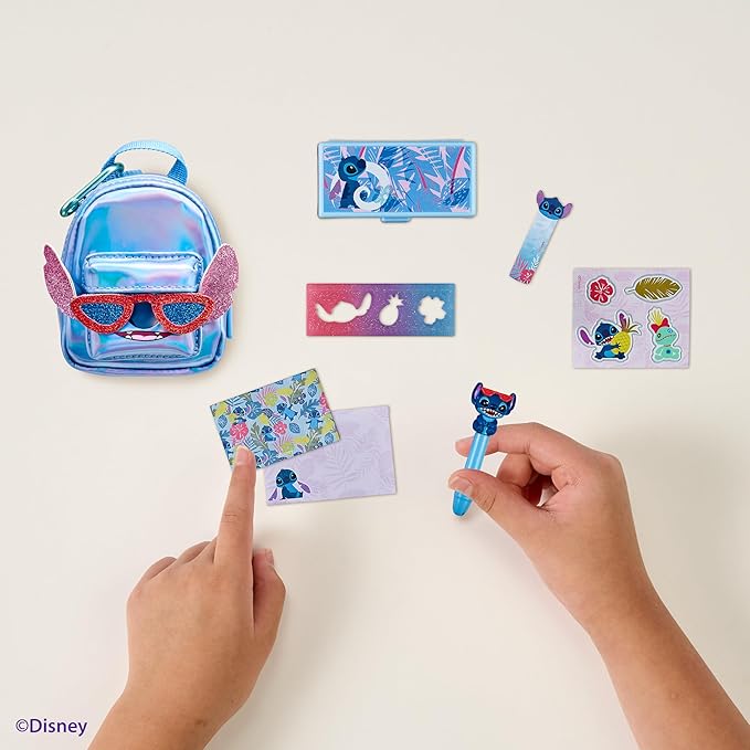 REAL LITTLES Disney Lilo & Stitch Fan Favorites 3 Pack, Includes Themed Micro Backpack, Handbag and Journal, with 15 Micro Surprises Inside