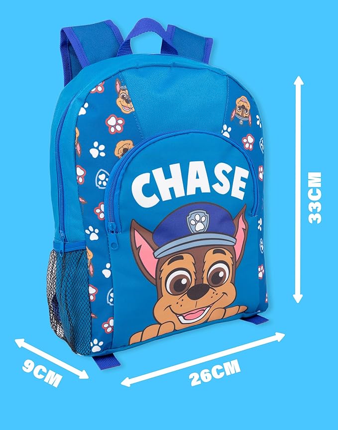 Paw Patrol Chase Kids Blue Backpack Rucksack Adjustable Straps School Bag Spacious Organised Daypack Nursery Schoolbag