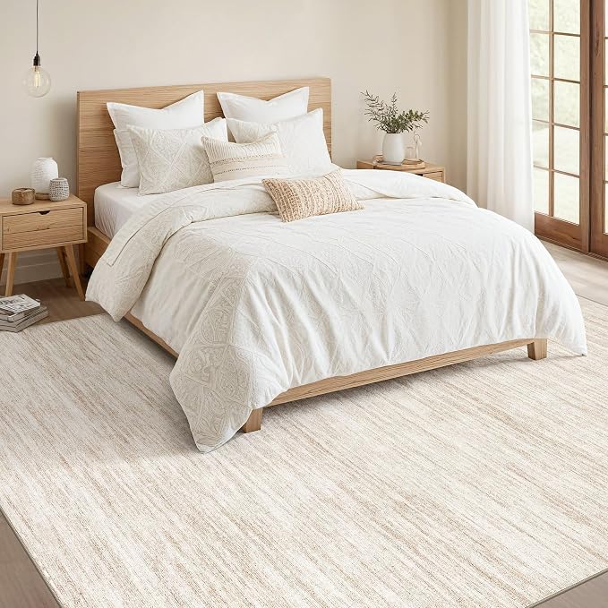Nakagishi Boho 10x14 Area Rug Living Room Rugs Machine Washable Beige | Soft, Pet & Kid Friendly, Carpet for Living Room/Bedroom/Office/Kitchen/Nursery, Daily Home Decor Stain Resistant Moroccan