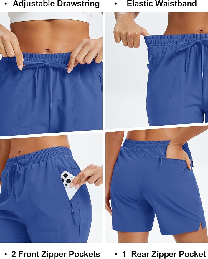 MAGCOMSEN Women's 5" Hiking Shorts UPF 50+ Quick Dry Lightweight Athletic Running Golf Summer Casual Shorts with Pockets