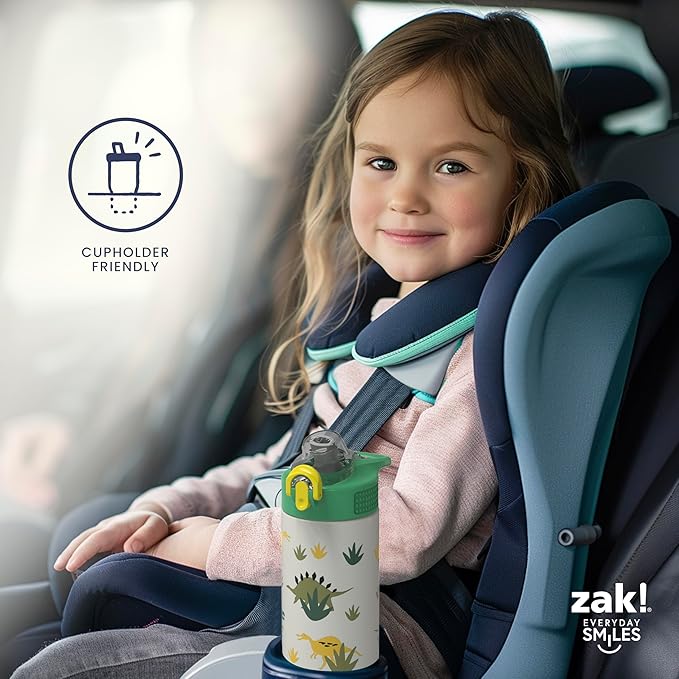 Zak Designs Sanrio Sage Kids Water Bottle For School or Travel, 19oz Stainless Steel Water Bottle With Straw, Handle, and Leak-Proof, Pop-Up Spout Cover (Hello Kitty)