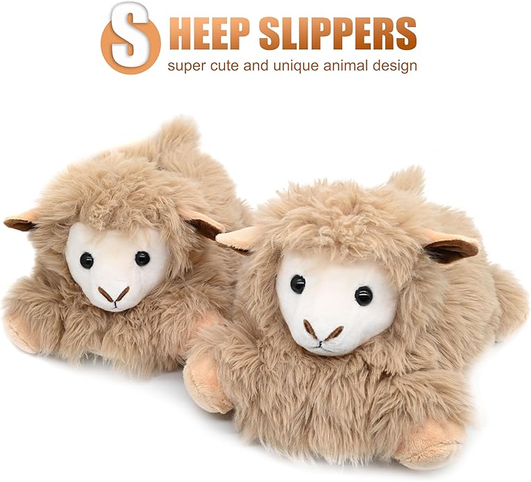 Onmygogo Indoor Fuzzy Winter Animal Panda and Cow Plush Slippers for Adult Women Men Boys Girls Kids