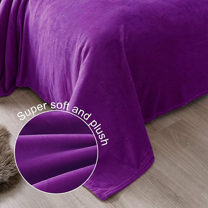 Exclusivo Mezcla Soft Fleece Throw Blanket for Couch, Purple | 50x60 Inches, Double-Sided Brushed Flannel, Lightweight Plush Cozy Blanket for Home Decor, All Season, Machine Washable