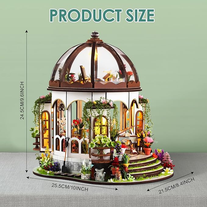 Foyucool 2025 New DIY Miniature House Kit, Dollhouse Kit with LED Light, Mini House Building Kits for for Adult to Building, Christmas Home Decorations Gifts for Friends, Castle Flower House