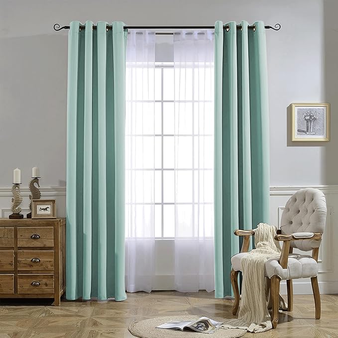 NICETOWN Aqua Blue Room Darkening Curtain Panels - Window Treatment Thermal Insulated Grommet Room Darkening Curtains/Panels/Drapes for Bedroom (2 Panels, 52 by 54, Aqua)