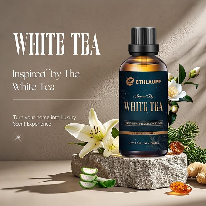 Hotel Collection Diffuser Oil Inspired by W Hotel, White Tea Essential Oil for Diffuser, Fragrance Oil 100 ml 3.38 Fl Oz