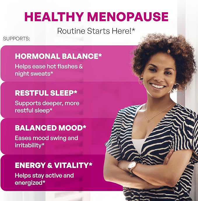 Complete Menopause Support Supplement For Women | With Ashwagandha, Black Cohosh, Dong Quai & Muira Puama | Helps Easing Hot Flashes Night Sweats Mood Swings Hormone Balance & Harmony | 180 Capsules