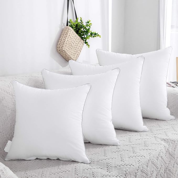 FAVRIQ 20 x 20 Pillow Inserts (Set of 2) - 20 Inch Square Interior Couch Throw Pillow with 100% Cotton Cover - Decorative Pillow Insert Pair - White Sofa Pillow