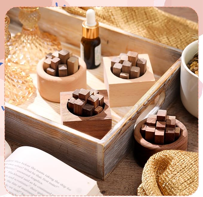 Teenyyou 4 Pcs Wooden Diffuser for Car Aromatherapy Wood Woodpile Essential Oil Diffuser Round and Square Home Office Bedroom Decoration(Wooden Strips)