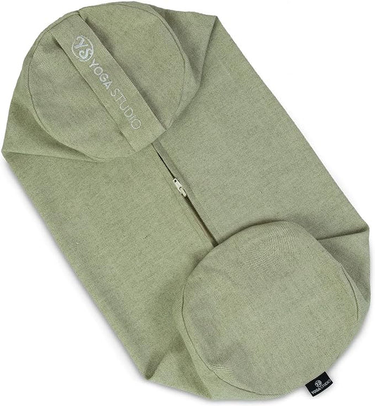 Yoga Studio Spare Organic Cotton Bolster Covers With Handle And Zipper (Two Toned - Green)