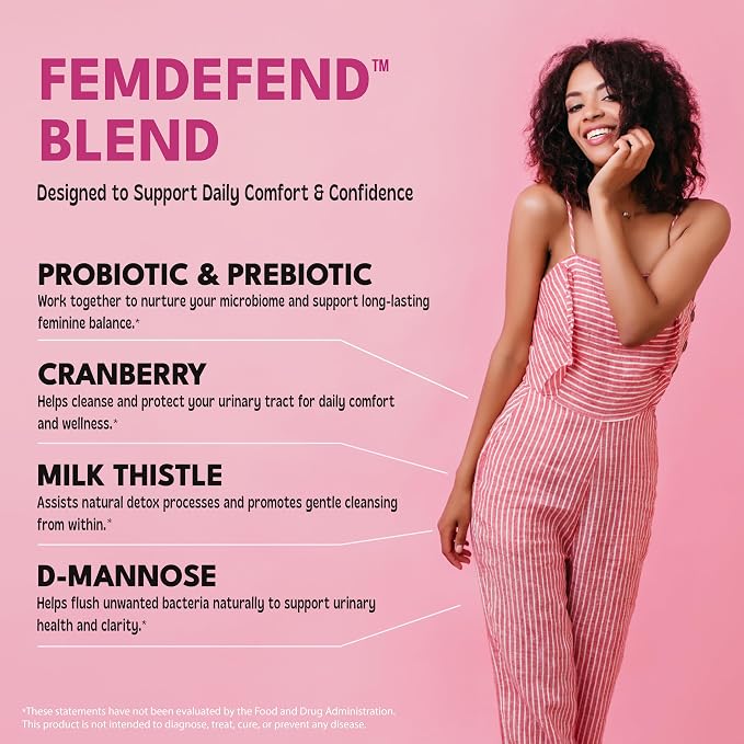 Viteey Vaginal Probiotic for Women - 14in1 FemDefend | Women’s Probiotic + Prebiotic with Cranberry & D Mannose – Vaginal Health & Urinary Tract Support Supplement – 60 Capsules