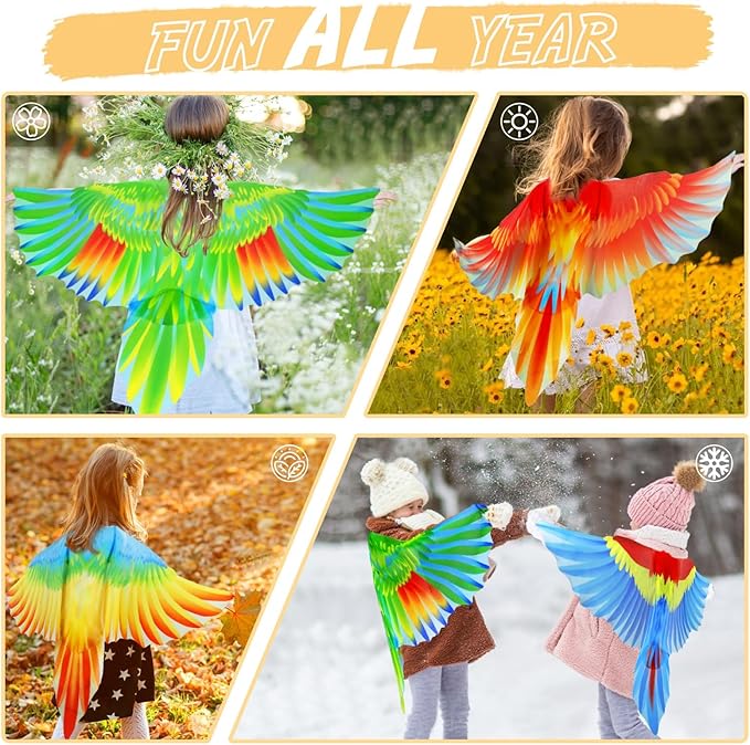 Bird-Wings Parrot Eagle Costume for Kids Headbands as Toddler Boys Dress-Up Jungle Animal Toys Party Favors Gifts