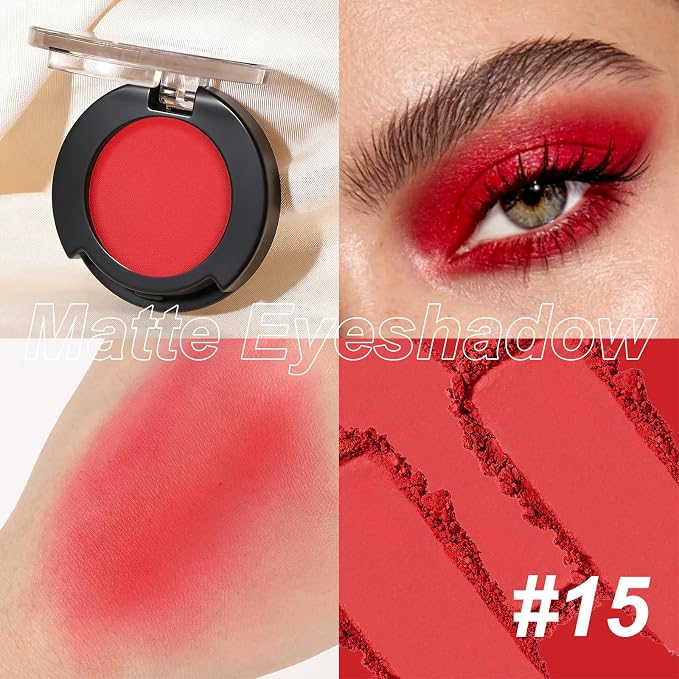 Single Eyeshadow, Skeleton Rose Velvet Matte Finish, Highly Pigmented Blendable Pressed Powder Eye Shadow, Long-Lasting Eye Makeup for Women, Versatile for Halloween, Grunge Parties #15