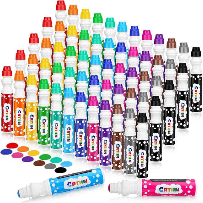 Crtiin 60 Pack Bingo Daubers Bulk 12 Assorted Colors Dot Markers 1.35 oz Dot Markers Paint Set Bingo Game Supplies for Kids Toddles Adults Art Painting Drawing Craft Coloring Party Gift