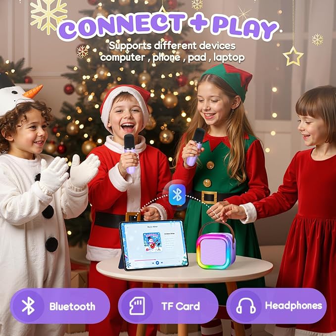 Mini Karaoke Machine for Kids, 2026 TOP Toys Birthday Gifts Ideas for Girls Ages 4, 5, 6, 7, 8, 9, 10, 12+ Years Old, Portable MP3 Player with 2 Wireless Mics for Party