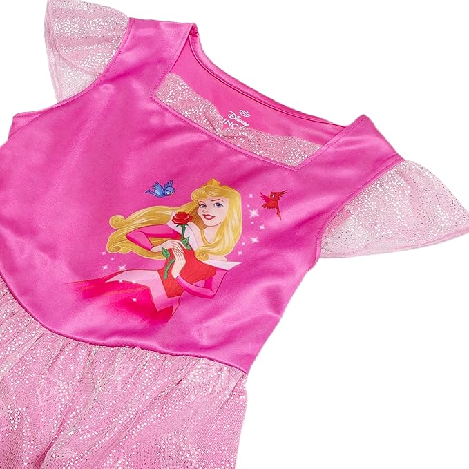 Disney Girls' Princess Dress Nightgown, Fantasy Gown, Soft & Cute Pajamas for Kids