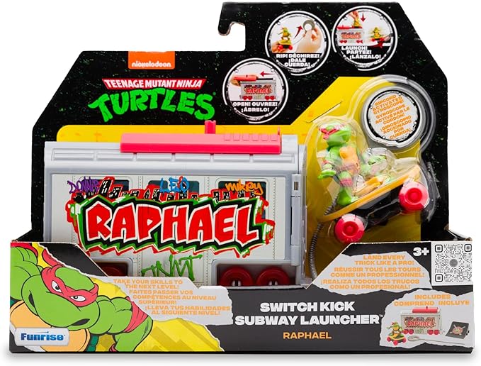 Teenage Mutant Ninja Turtles 5" Switch Kick Subway Launcher - Raphael -Launch and Battle with Ninja Action - Ages 3+