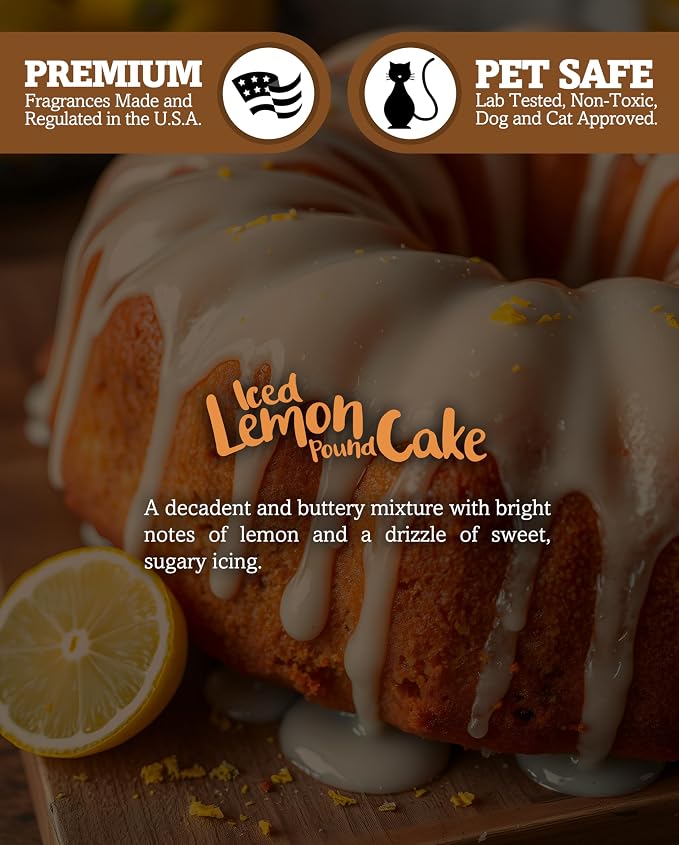 Shortie's Candle Company Iced Lemon Pound Cake Premium Wax Melts 4 Pack - 12 Oz., Strong & Long Lasting, Non-Toxic - Made with Essential & Natural Oils - Formula 117