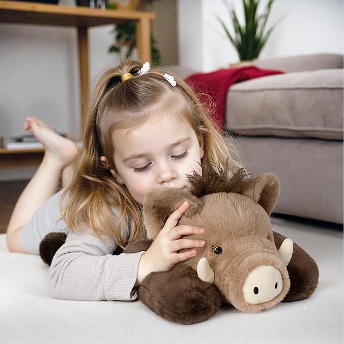 Niuniu Daddy 20" | 3.3 Pound Wild Boar Weighted Pig Stuffed Animals for Kids Adults, Large Wild Boar Weighted Body Pillow for Sleeping, Fluffy Pig Plush Toy for Birthday Christmas Holiday Presents