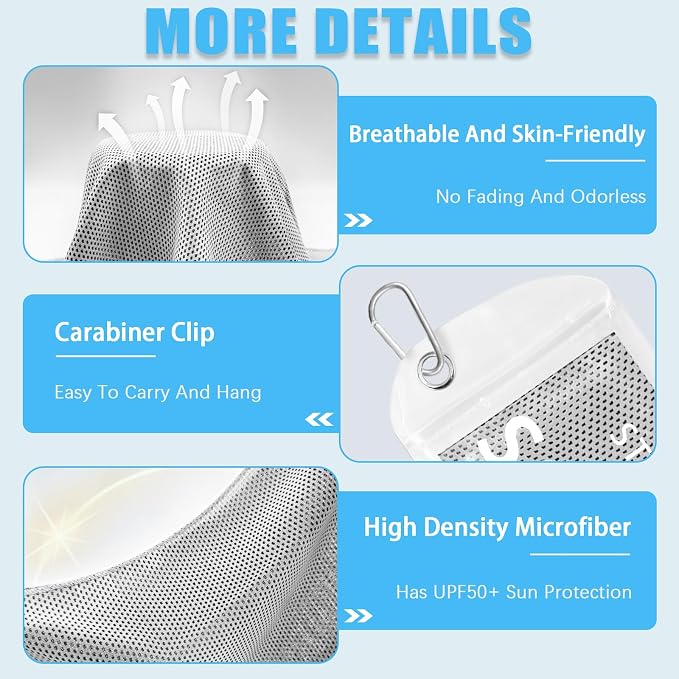SOYOK 4 Packs Cooling Towels, 40" x 12" Microfiber Cooling Towels for Neck and Face, Soft Breathable for Working Out with Waterproof Bag & Carabiner, Suit for Running, Yoga, Climb, Travel