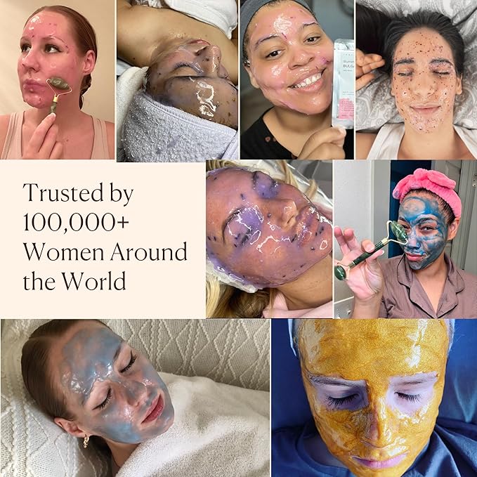 Jelly Mask for Facials - 12 Flavors Hydrating & Brightening Jelly Face Masks | Free Jade Roller & Spatula | Bulgarian Rose, Lavender, Hyaluronic Acid, 24K Gold face mask skin care |Vajacial Jelly Mask