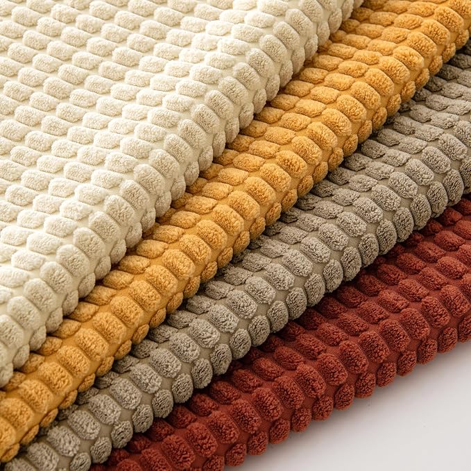 MIULEE Fall Decorative Pillow Covers 18x18 Inch Set of 4 Terra Cotta | Modern Farmhouse Natural Rustic Pillows, Neutral Warm Soft Corduroy Couch Pillowcases, Home Decor for Sofa Living Room Bed