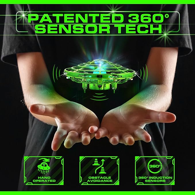 Force1 Scoot Skeet Mini Drone Electronic Shooting Game for Kids (Drone Only) - Hand Drones for Kids Compatible with Scoot Skeet LED Blaster, Electronic Target Game Indoor Flying Ball Toy (Green)
