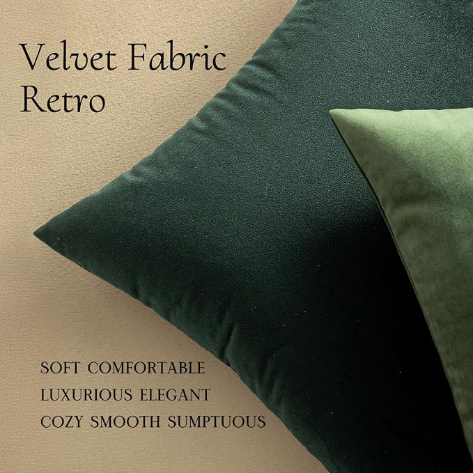 MIULEE Velvet Throw Pillow Covers 16x16 Inch Pack of 2 Army Green | Soft Solid Small Decorative Pillow Covers, Modern Luxury Home Decor, for Couch Chair Sofa Bedroom Livingroom Car